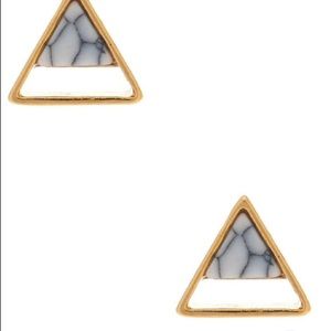 Gold Plated Marbled Triangle Stud Earrings